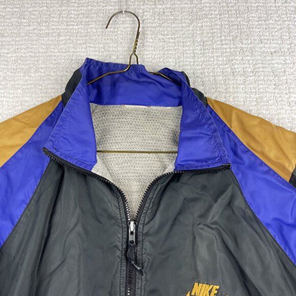 VTG 90s Nike Purple Gold Black Color Block Hooded Windbreaker Jacket Men Read* - Picture 7 of 16